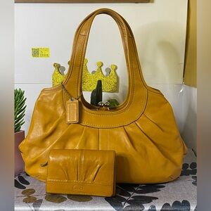 Coach Mustard Yellow Ergo kisslock with matching wallet